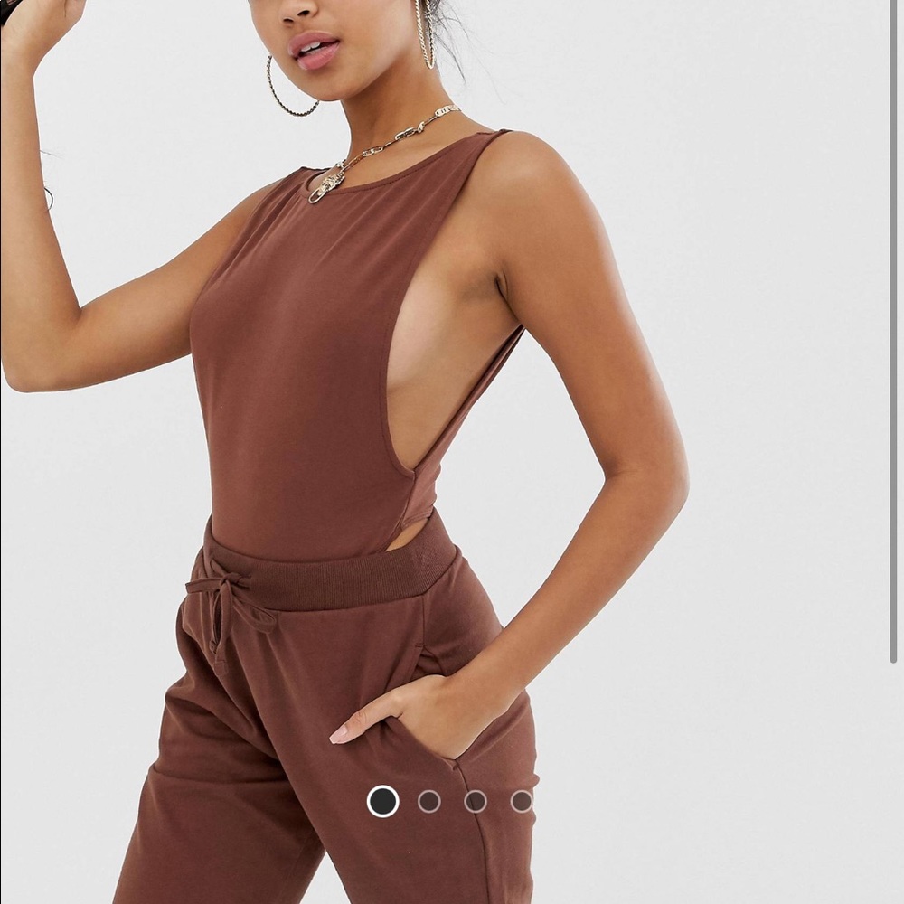 Brown low back cut out bodysuit